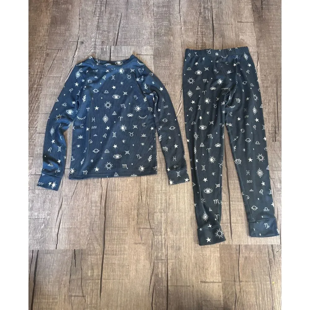 Little Co Kids Pajama Set Blue Zodiac Print Long Sleeve Top &‎ Pants Size 5