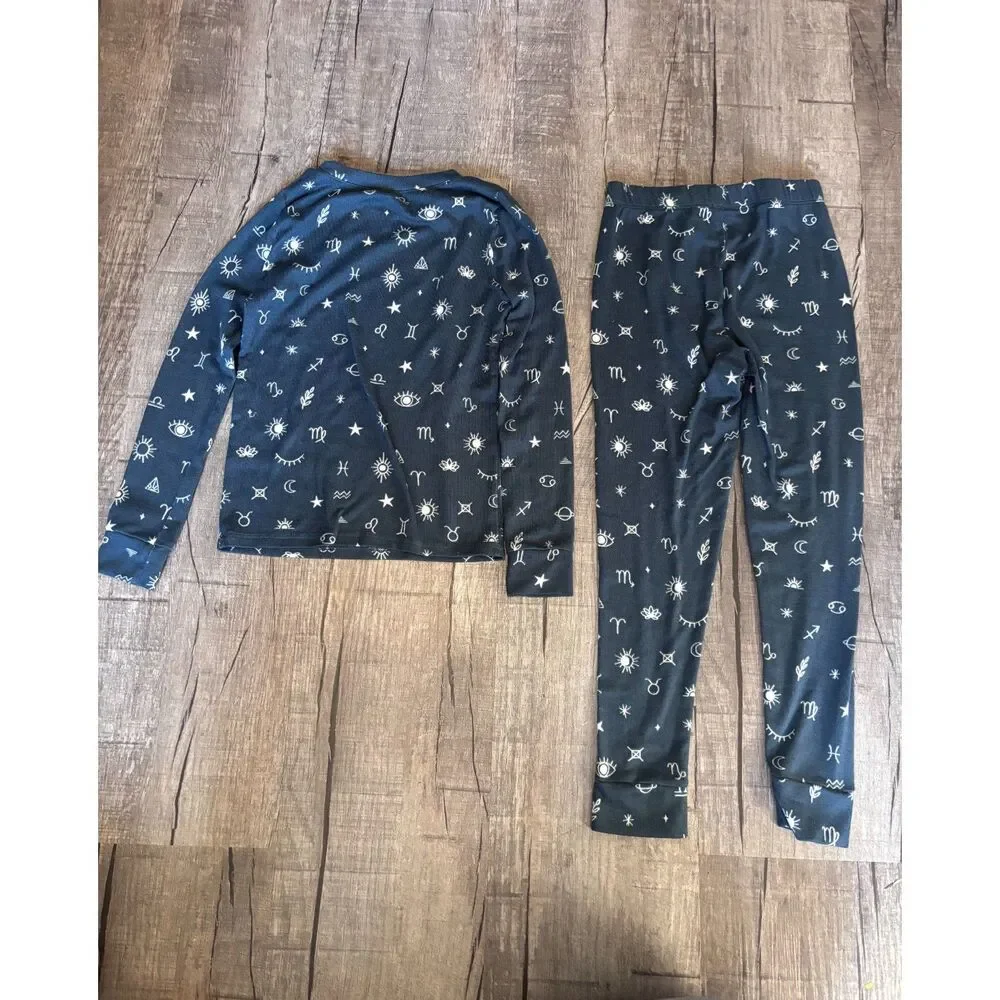 Little Co Kids Pajama Set Blue Zodiac Print Long Sleeve Top &‎ Pants Size 5