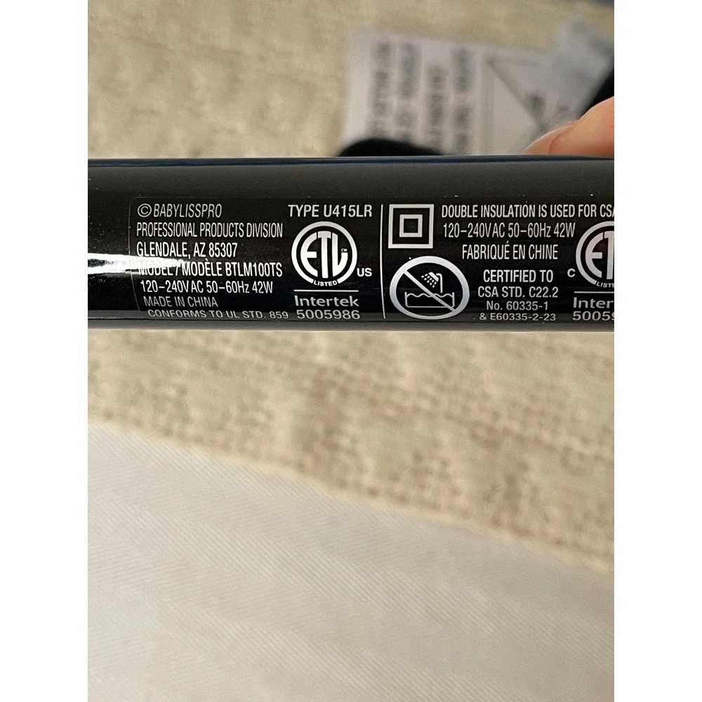 BaBylissPRO Nano Titanium 1 Inch Curling Iron BTLM100TS Dual Voltage 450F New