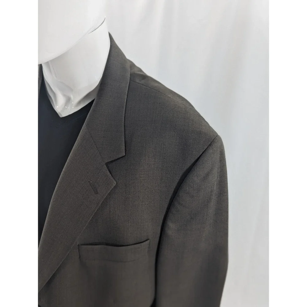Jos Bank Blazer Coat Sport Suit Jacket 100% Wool Brown Green Crosshatch 46XLong
