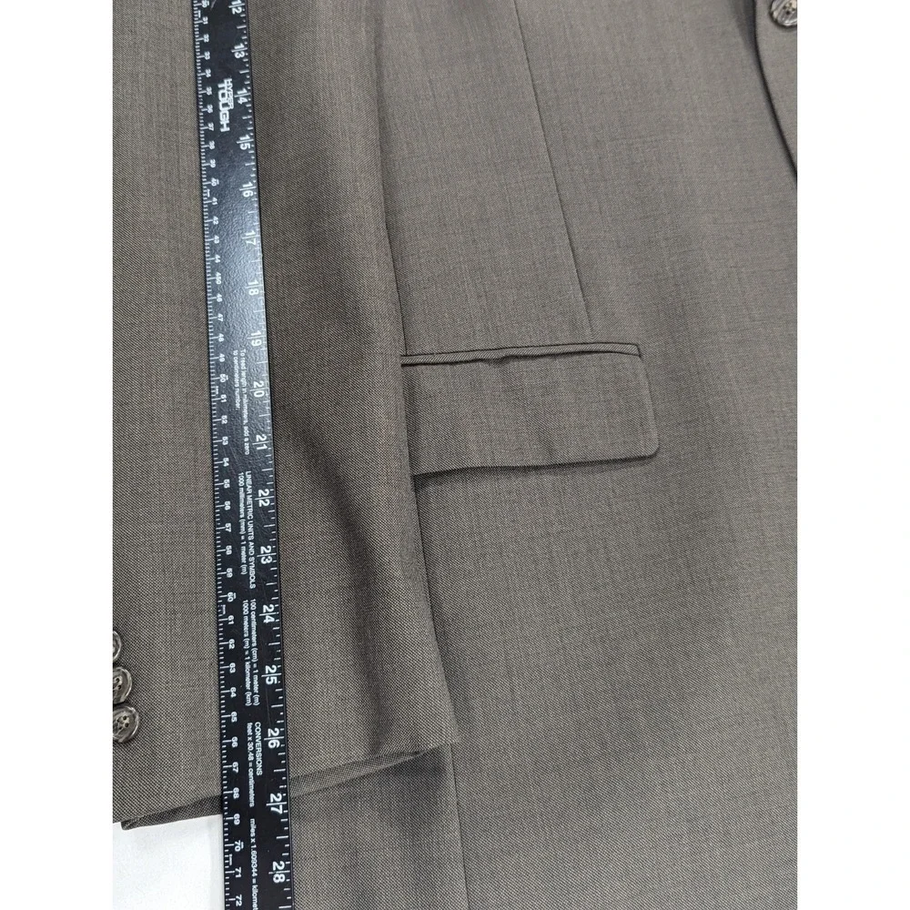 Jos Bank Blazer Coat Sport Suit Jacket 100% Wool Brown Green Crosshatch 46XLong