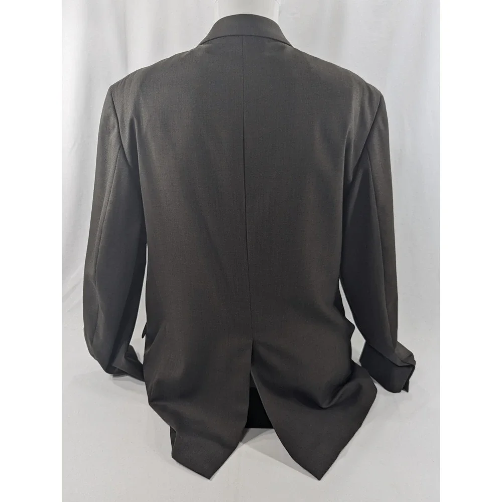 Jos Bank Blazer Coat Sport Suit Jacket 100% Wool Brown Green Crosshatch 46XLong