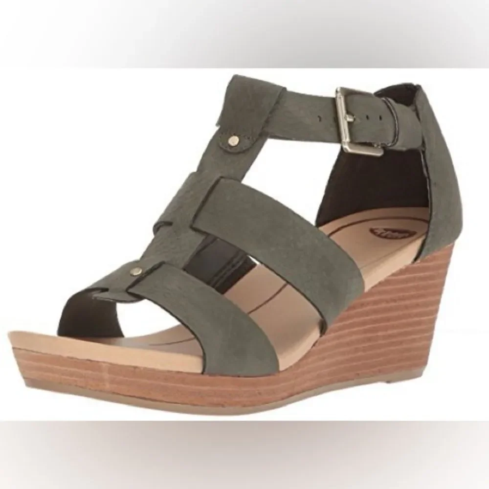 Dr. Scholl's Women’s Wedge Barton Green Snake Pattern Sandals Size