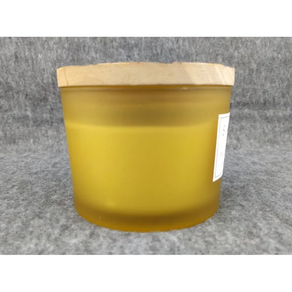 SAND + FOG Pumpkin Spice Candle Soy Wax‎ Blend Cotton Dbl Wicks Wood Art Lid NEW