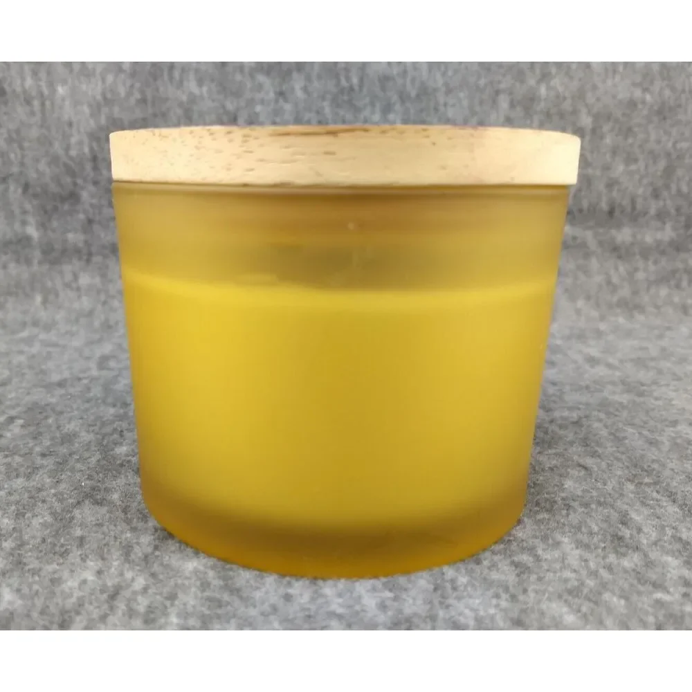 SAND + FOG Pumpkin Spice Candle Soy Wax‎ Blend Cotton Dbl Wicks Wood Art Lid NEW