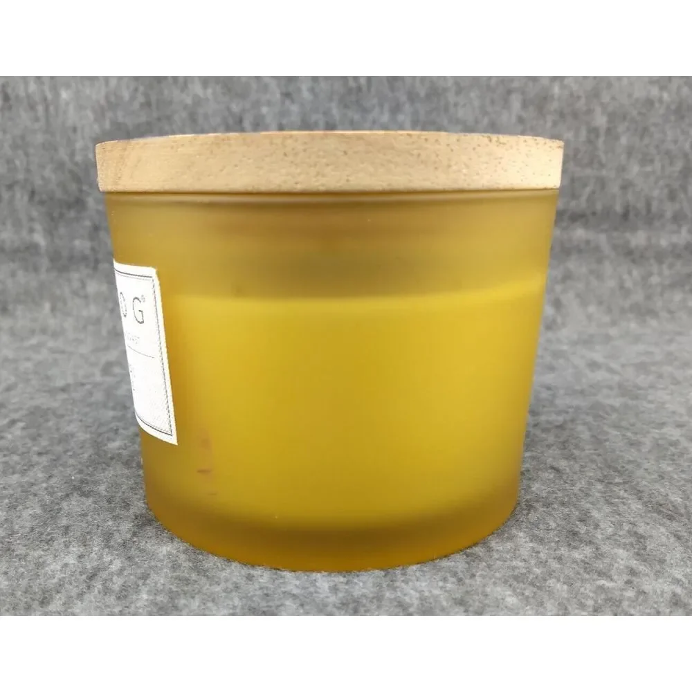 SAND + FOG Pumpkin Spice Candle Soy Wax‎ Blend Cotton Dbl Wicks Wood Art Lid NEW