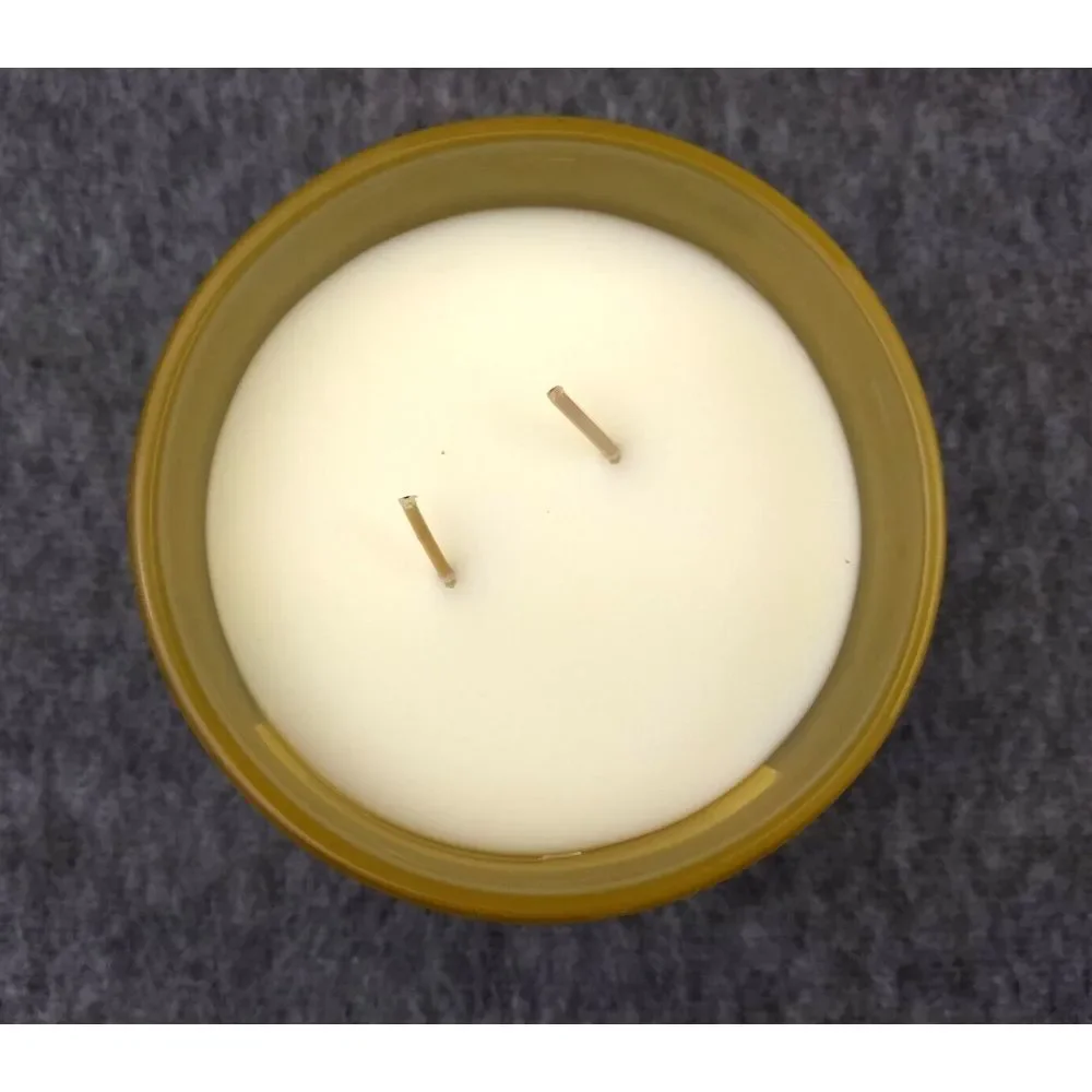 SAND + FOG Pumpkin Spice Candle Soy Wax‎ Blend Cotton Dbl Wicks Wood Art Lid NEW