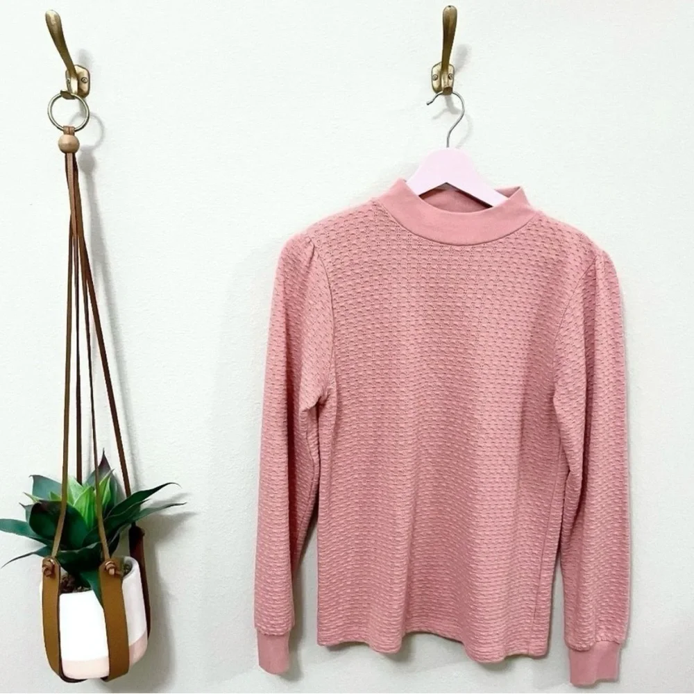 J. Crew Textured Mock Neck Sweater Pink AB141 Size S