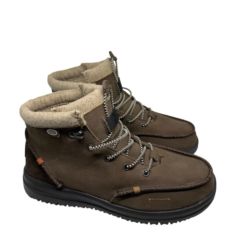 Hey Dude Mens Leather Bradley Boots Brown Color Size 8