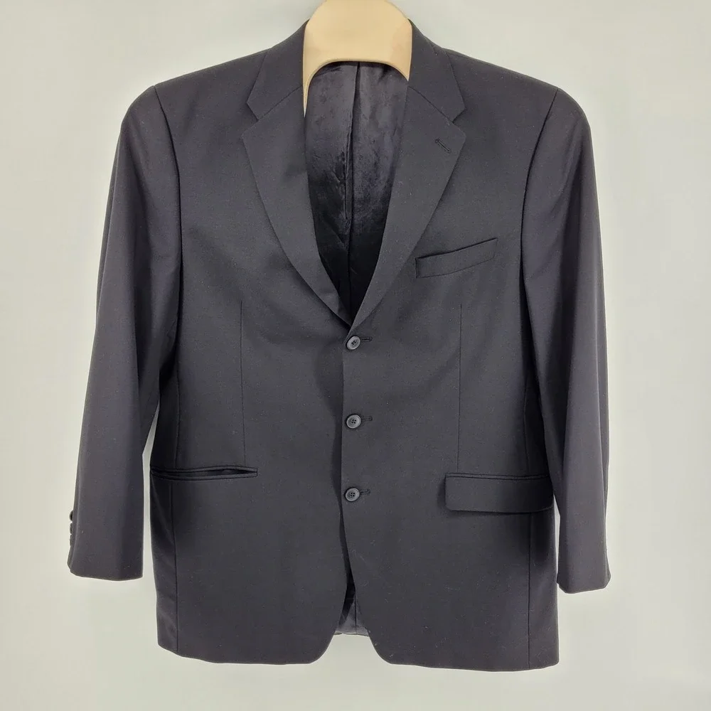 Ralph Lauren Size 44L Suit‎ Jacket Sport Coat Blazer Jacket Black Wool Blend