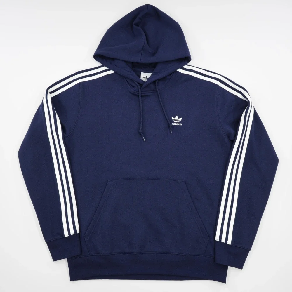 Adidas Originals Men's Kangaroo Pocket Adicolor Classics 3 Stripes Hoodie Navy L