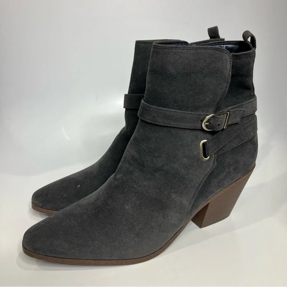 JF j. Ferrar gray‎ faux leather ankle boots heels womens size 10 professional