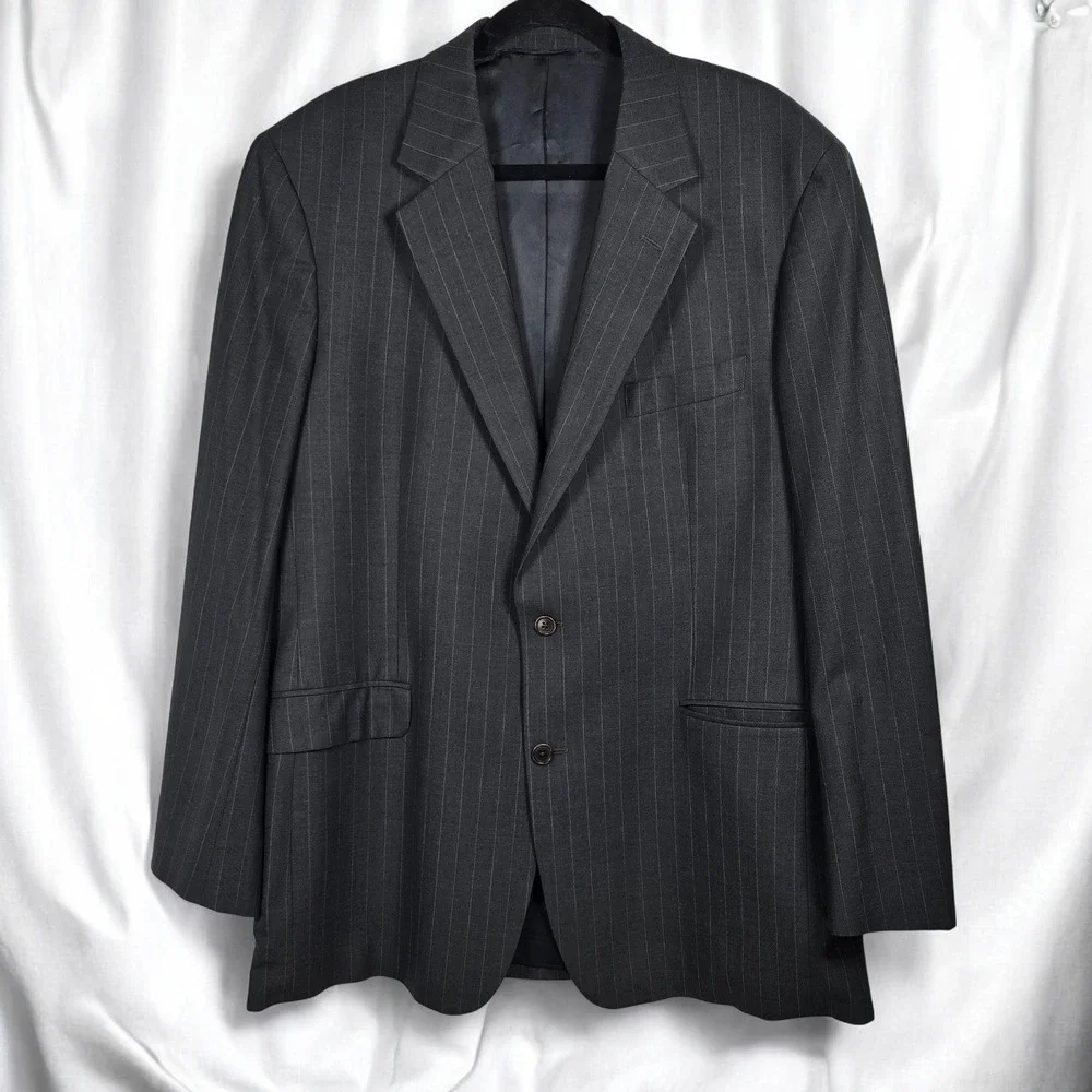 Brooks Brothers Blazer Suit Jacket 346 Mens 44 LG Pinstripe Wool Blend Stretch‎