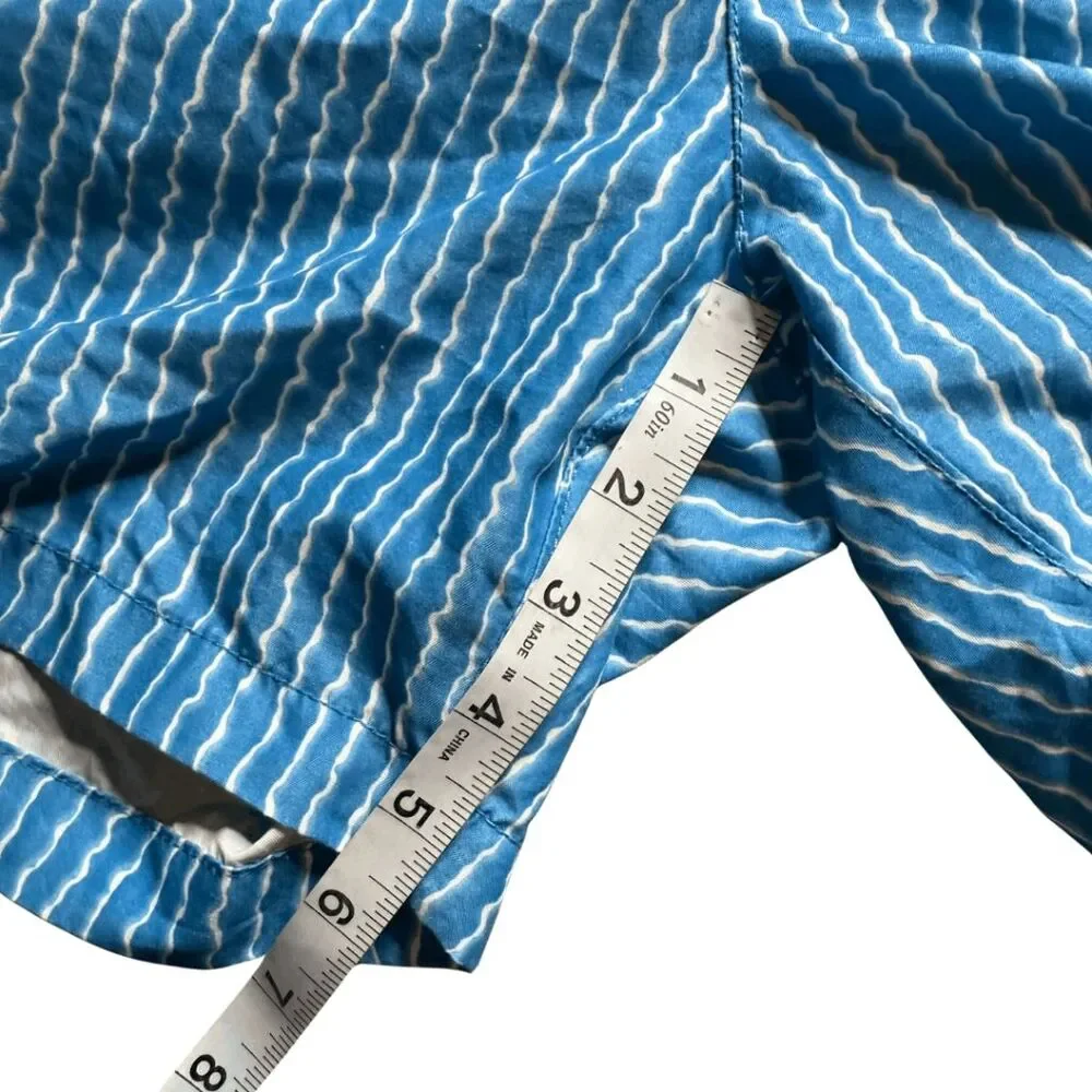 Beach Bros Mens Drawstring Striped Surfer Swim Trunks Blue White‎ Size Medium
