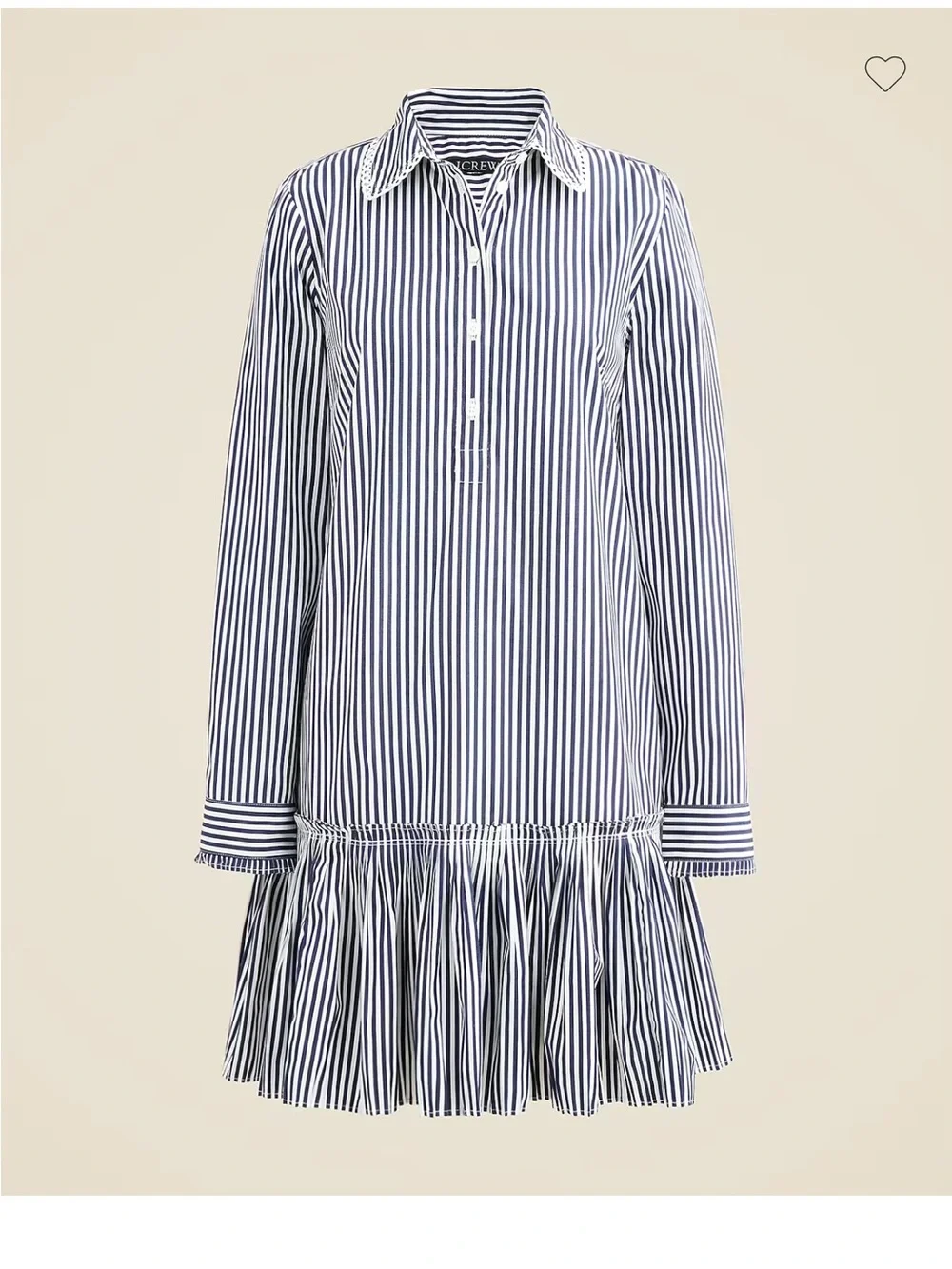 J. Crew Amelia Dress Navy and White Striped Ruffle Hem Shirt Dress