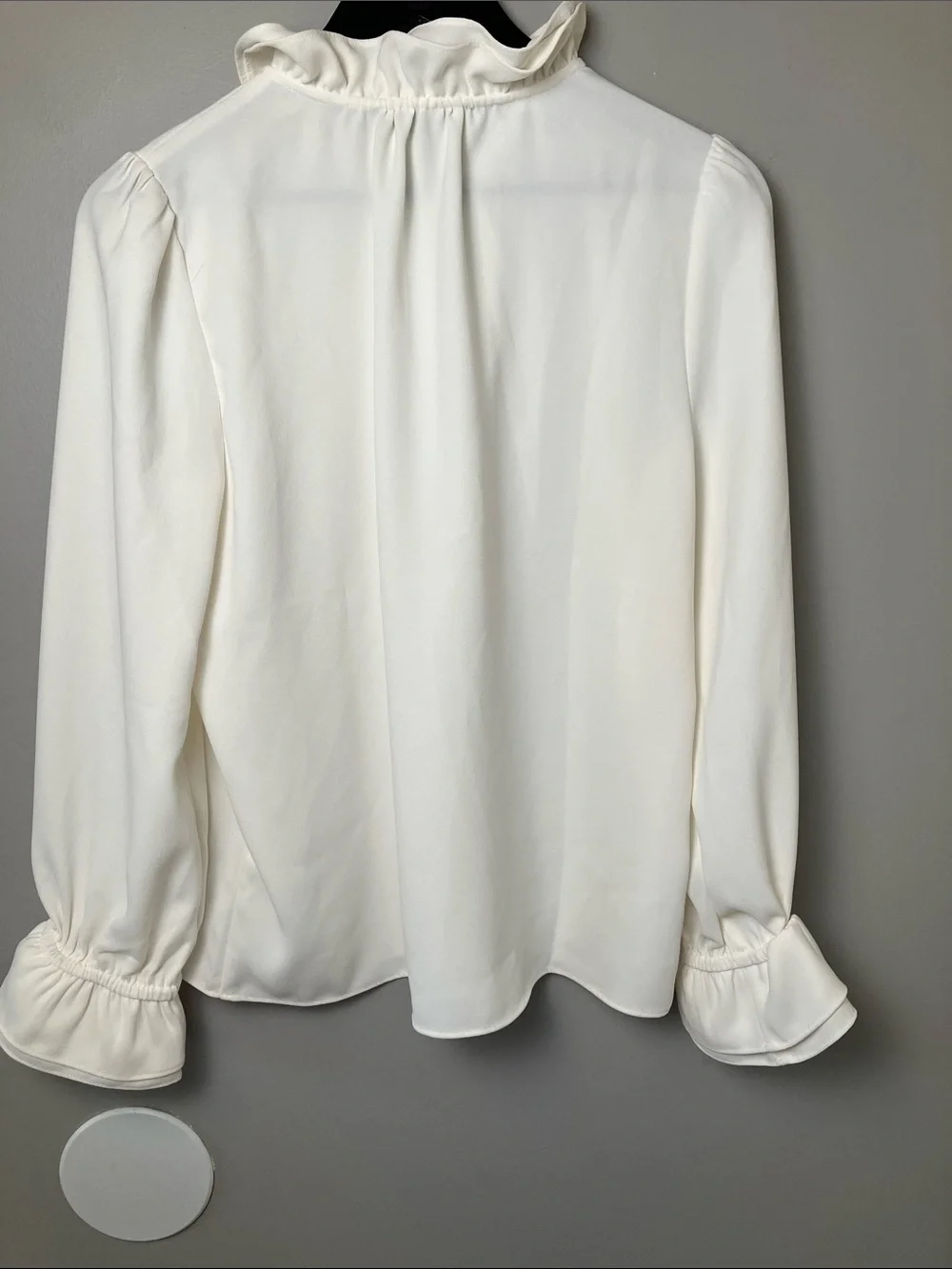 NWT J. Crew Ruffleneck 365 Crepe Women's Ivory Long Sleeve Blouse Size Medium