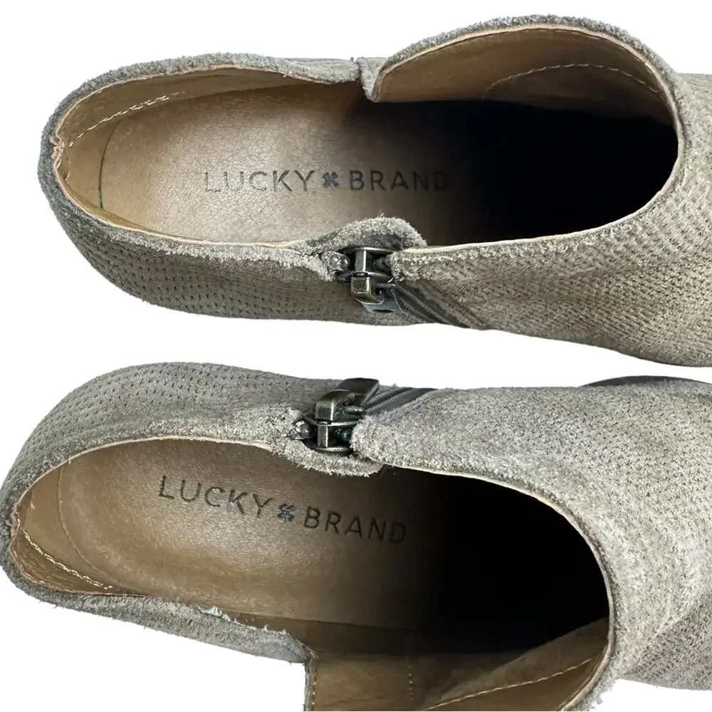 Lucky Brand Parnesa Perforated Suede Bootie Tan Size 6.5