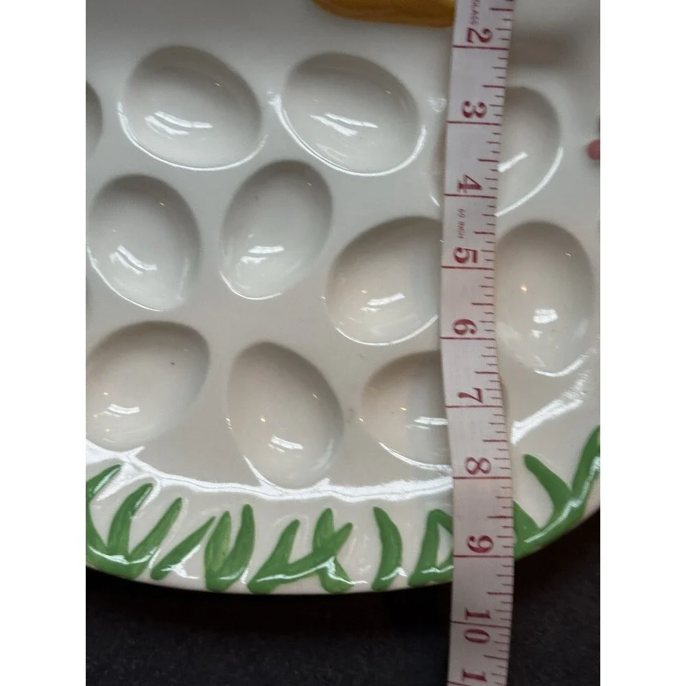 Vtg Treasure Craft Duck Goose Deviled Egg Serving Platter Ceramic 12 Egg Easter