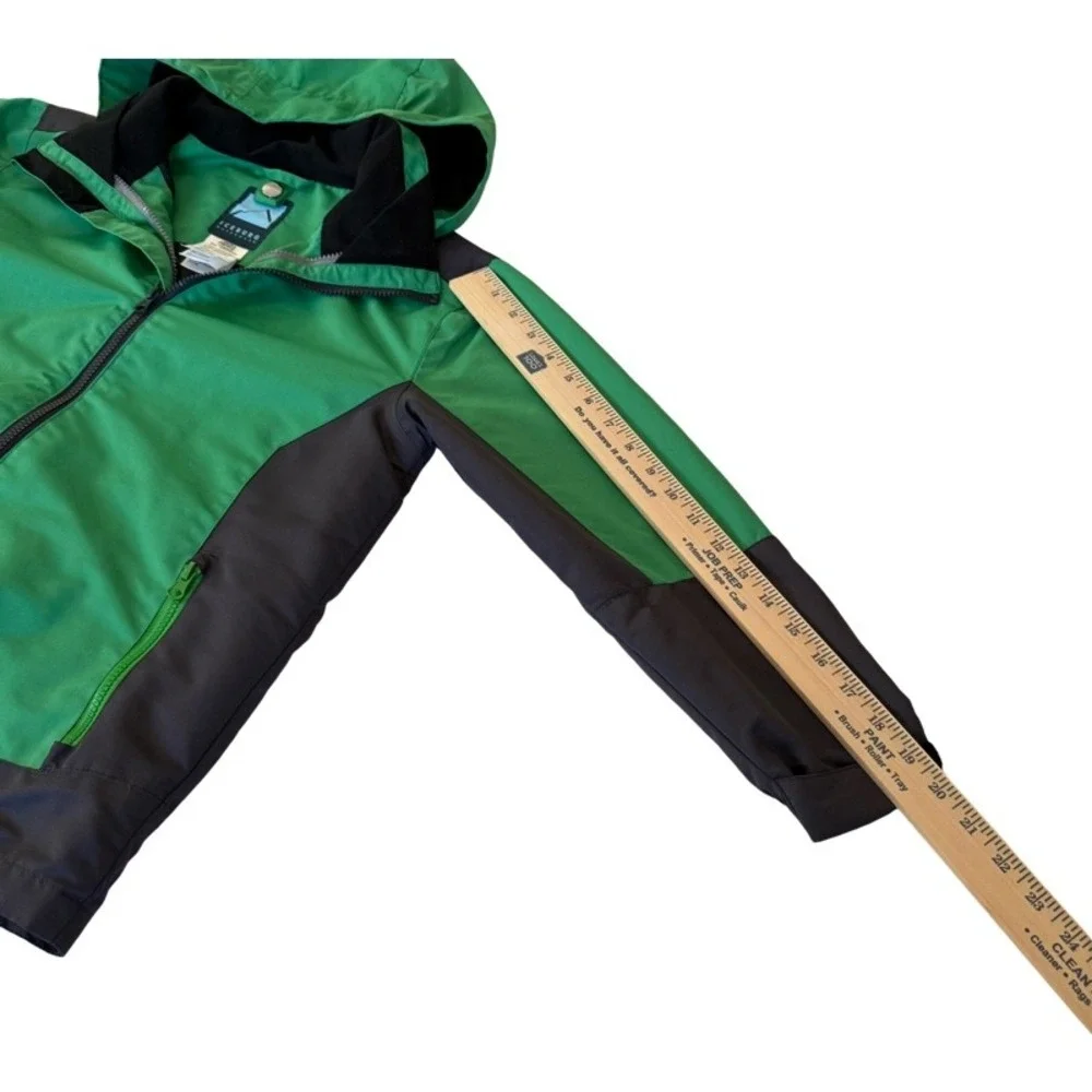 ICEBURG Youth‎ 12/14 Green Black Hooded Full Zip Jacket Outdoor Adventure *Holes
