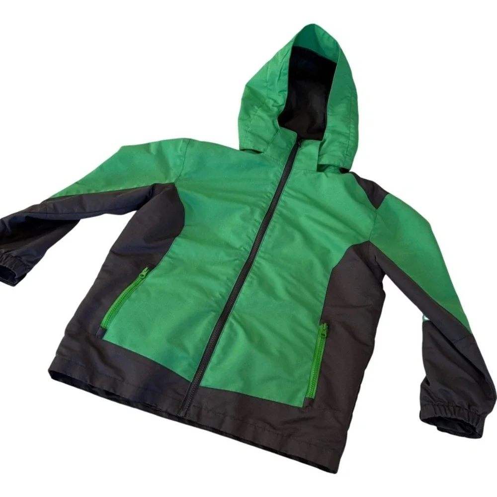 ICEBURG Youth‎ 12/14 Green Black Hooded Full Zip Jacket Outdoor Adventure *Holes