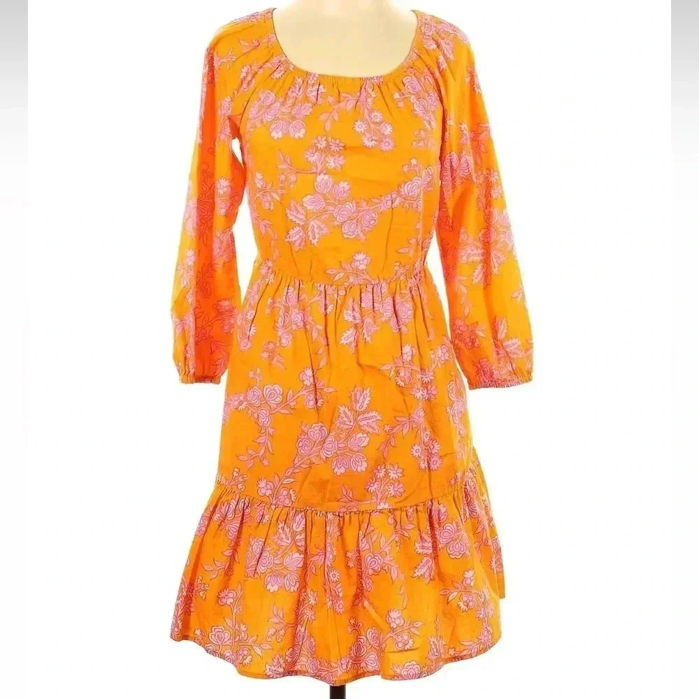 J. Crew Scoop Neck Mini Dress Bird Of Paradise Tropical Floral Size 00 XXS