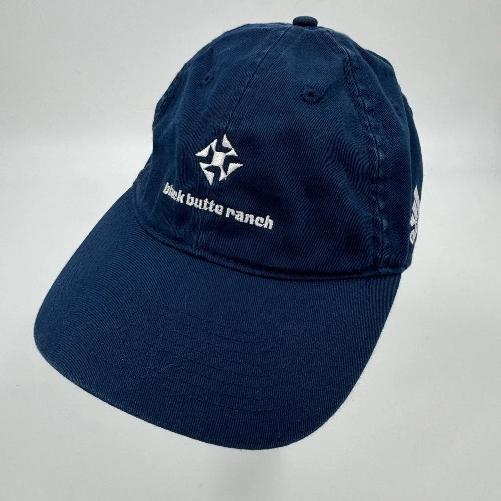 Adidas Black Butte Ranch‎ Navy Blue Cotton Adjustable Strapback Baseball Cap Hat