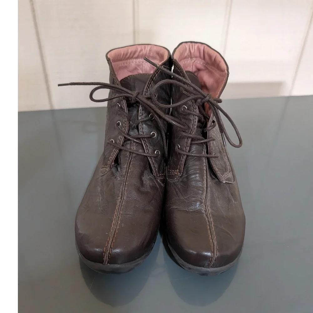 Sanita‎ Brown Leather Lace Up Ankle Boots Portugal Chuka Boot 37