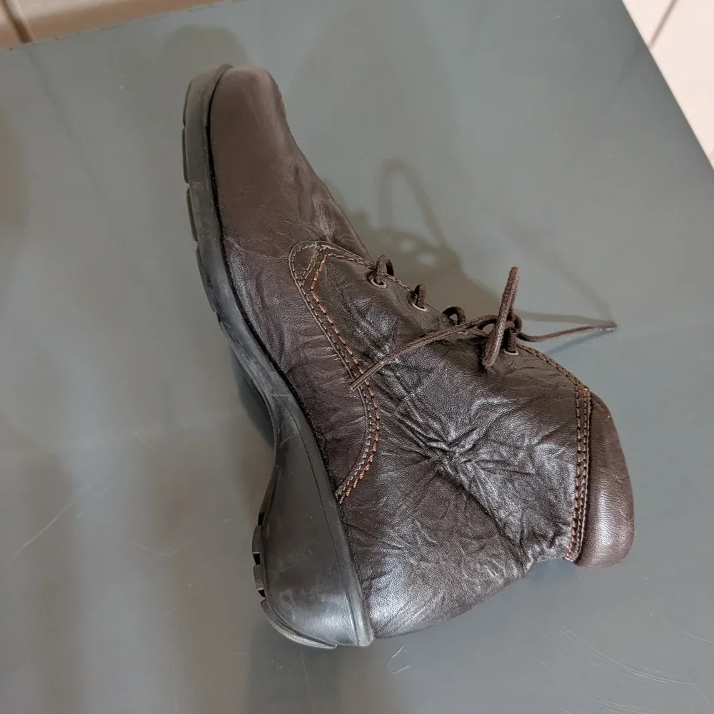 Sanita‎ Brown Leather Lace Up Ankle Boots Portugal Chuka Boot 37