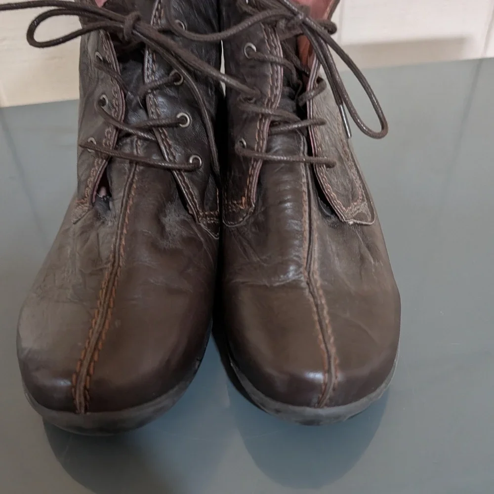 Sanita‎ Brown Leather Lace Up Ankle Boots Portugal Chuka Boot 37