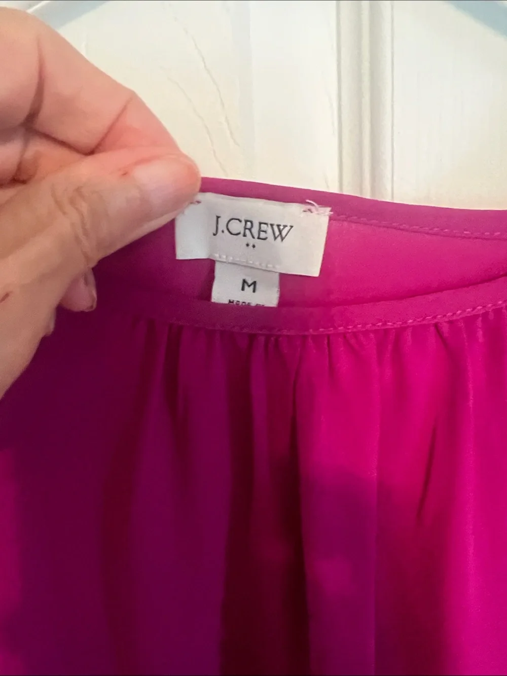 J. Crew Fuchsia Long-Sleeve Ruffled Cuff Blouse