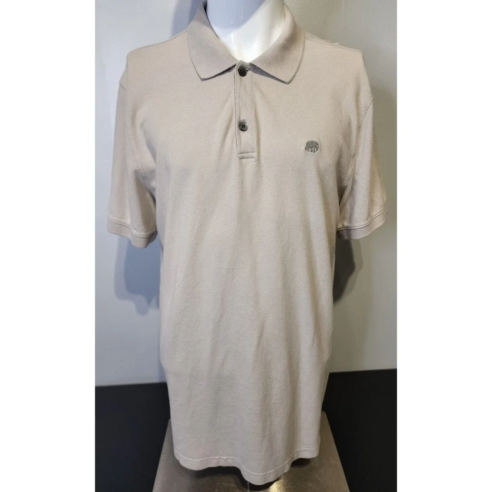 Banana Republic Shirt Mens Large Polo Tan Short‎ Sleeve Cotton Golf Preppy Rugby
