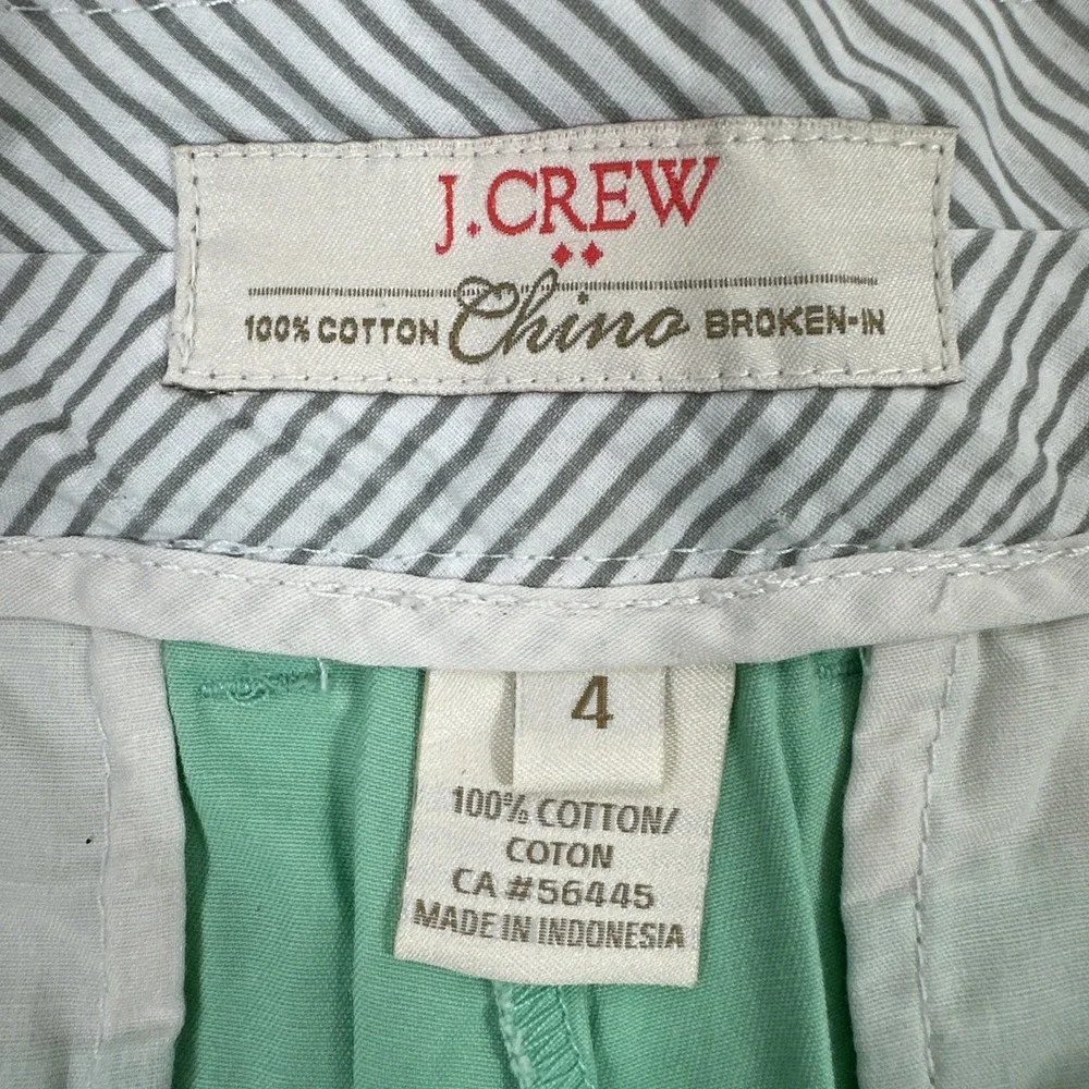 J. CREW Womens 4‎ Broken In Chino Shorts Green Cotton 30x3 100%Cotton Summer