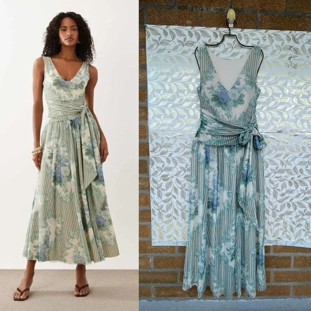 Abercrombie & Fitch Floral Maxi Dress M Coquette Cottagecore Knit Sleeveless