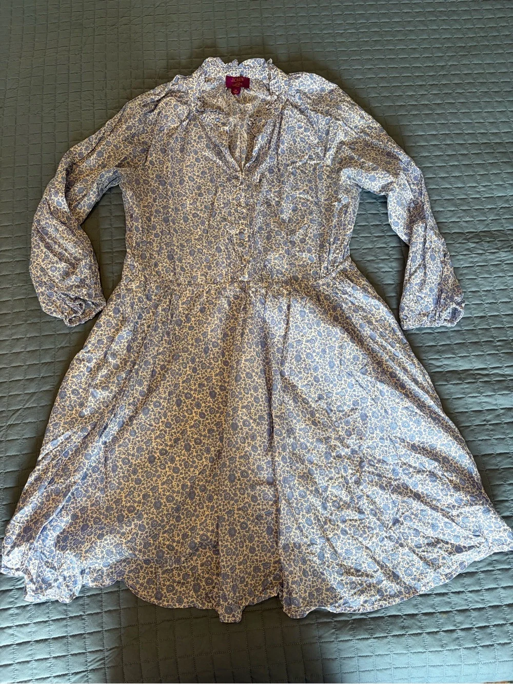 Blue Floral J. Crew Button-Front Dress