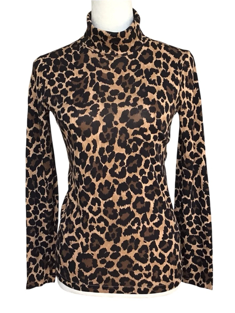 J Crew Leopard Print Turtleneck Long Sleeve Top Size XS NEW