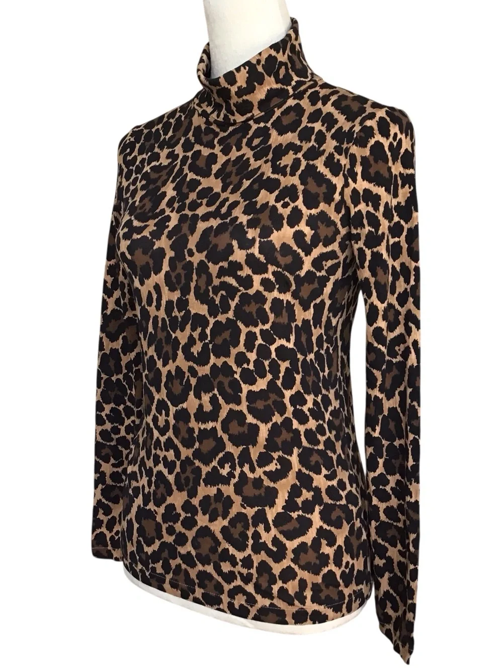 J Crew Leopard Print Turtleneck Long Sleeve Top Size XS NEW