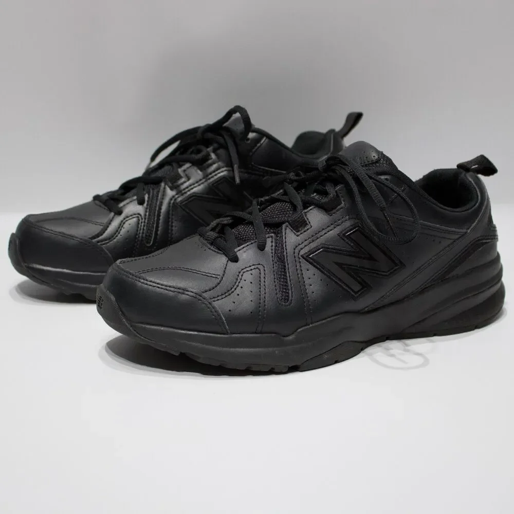 New Balance 608 Slip Resistant Walking Work Shoes Black Leather Men 9.5EE X-Wide