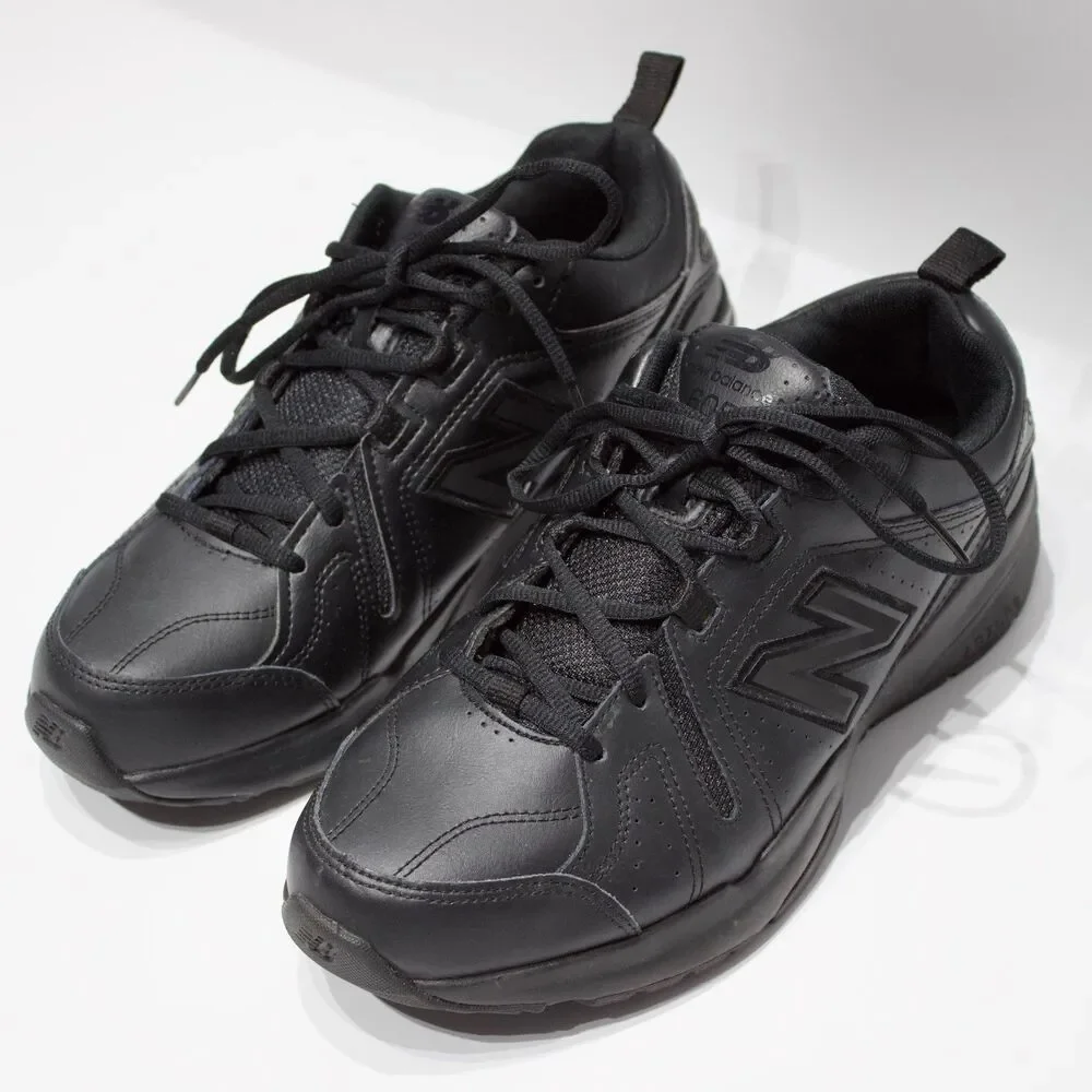 New Balance 608 Slip Resistant Walking Work Shoes Black Leather Men 9.5EE X-Wide