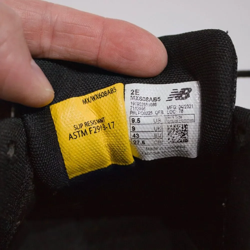 New Balance 608 Slip Resistant Walking Work Shoes Black Leather Men 9.5EE X-Wide