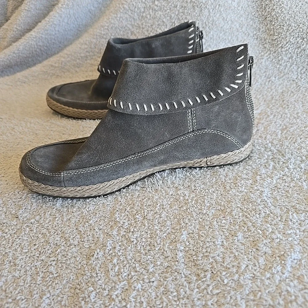 UGG Varney Women's Flat Ankle Boots Rear Zip‎ Booties Slate Gray Suede Sz 8.5