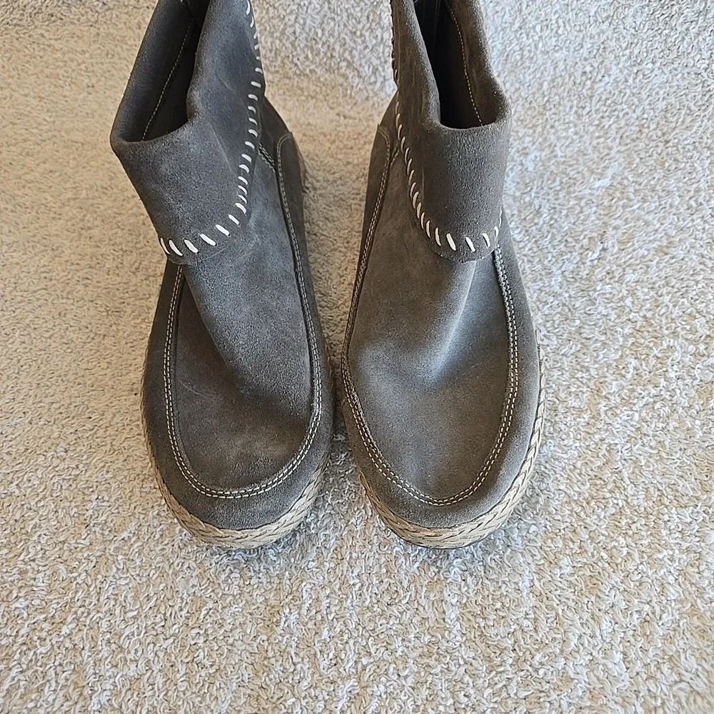 UGG Varney Women's Flat Ankle Boots Rear Zip‎ Booties Slate Gray Suede Sz 8.5