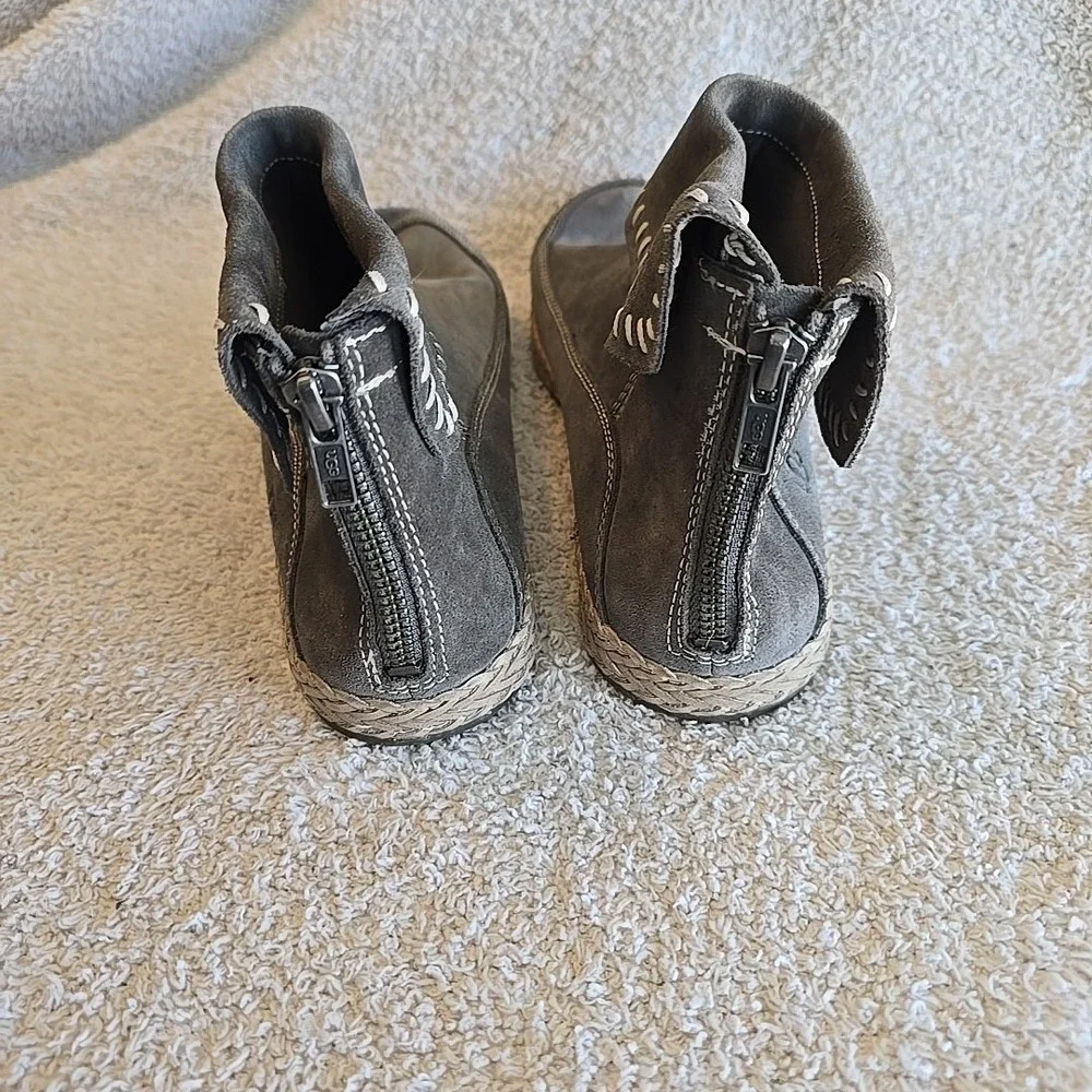 UGG Varney Women's Flat Ankle Boots Rear Zip‎ Booties Slate Gray Suede Sz 8.5