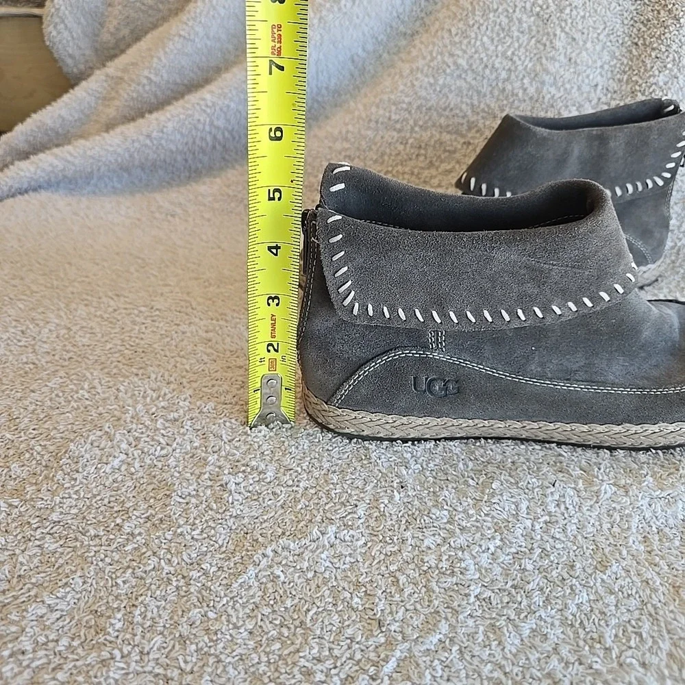 UGG Varney Women's Flat Ankle Boots Rear Zip‎ Booties Slate Gray Suede Sz 8.5