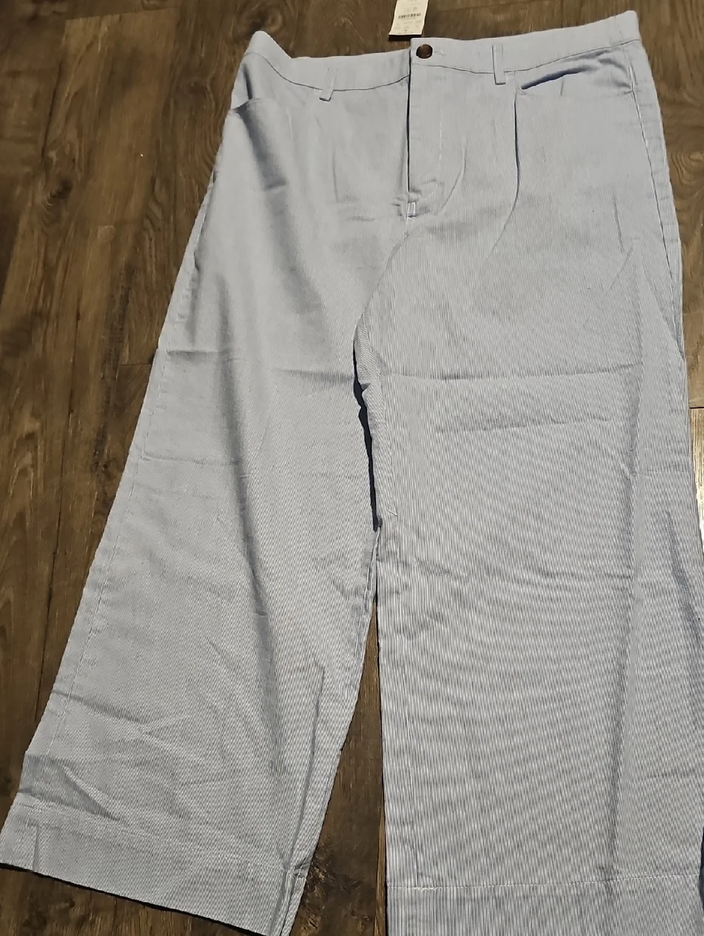 NWT J. Crew Light Blue White Stripe Seersucker Chinos baggy Waist 31 Casual
