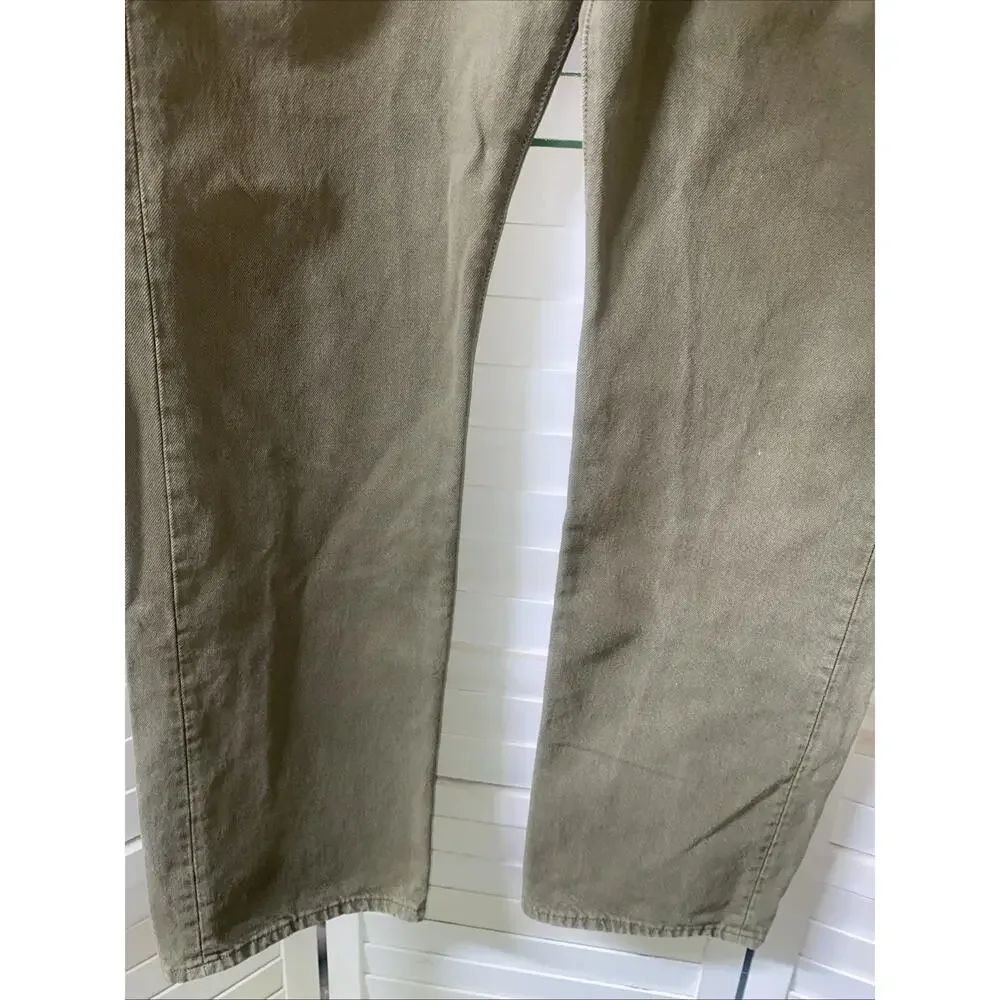 Levi's 501 Original Fit Jeans Mens Size 38x32 Olive Green Button Fly Denim