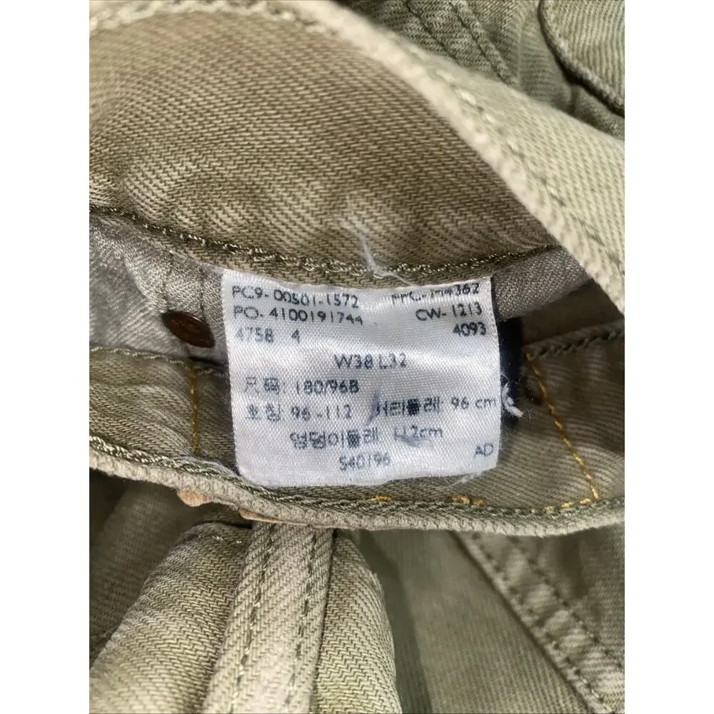 Levi's 501 Original Fit Jeans Mens Size 38x32 Olive Green Button Fly Denim