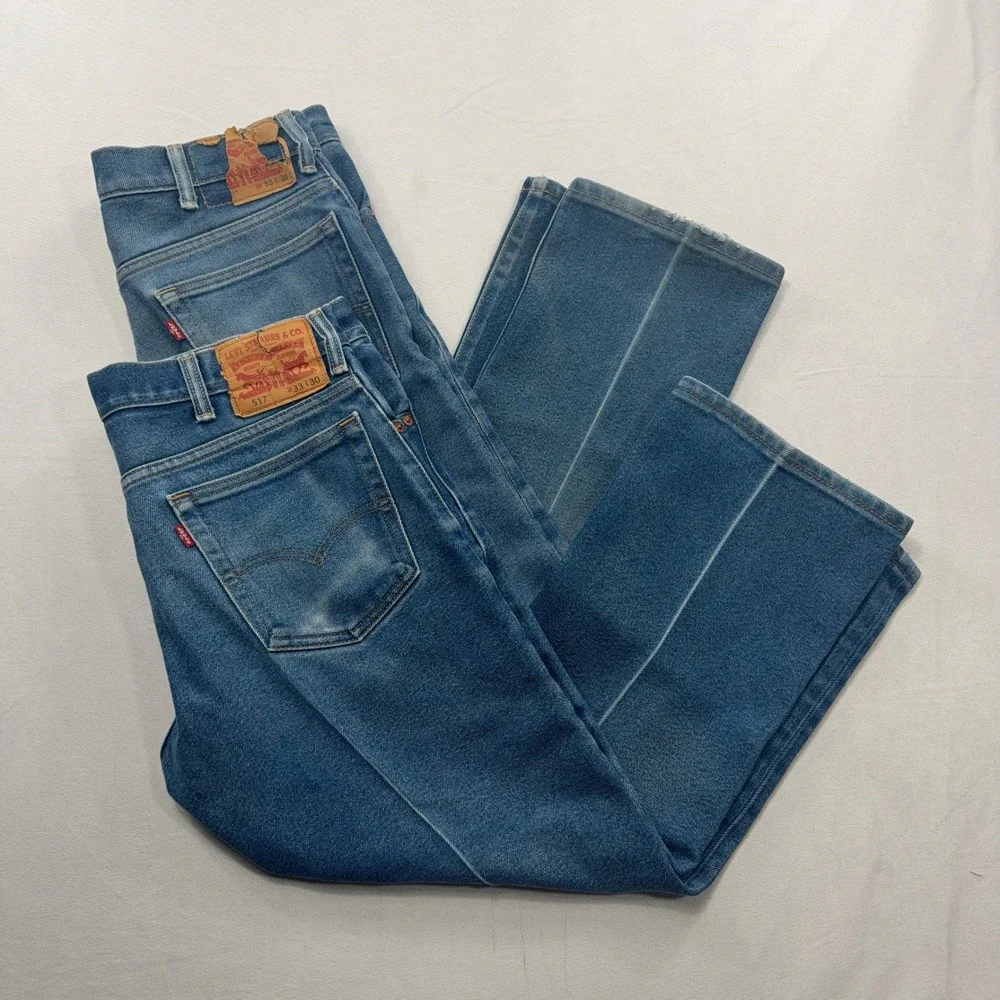 Levi's Jeans 517 Bootcut Permanent Crease Medium Wash Blue Mens 34x26