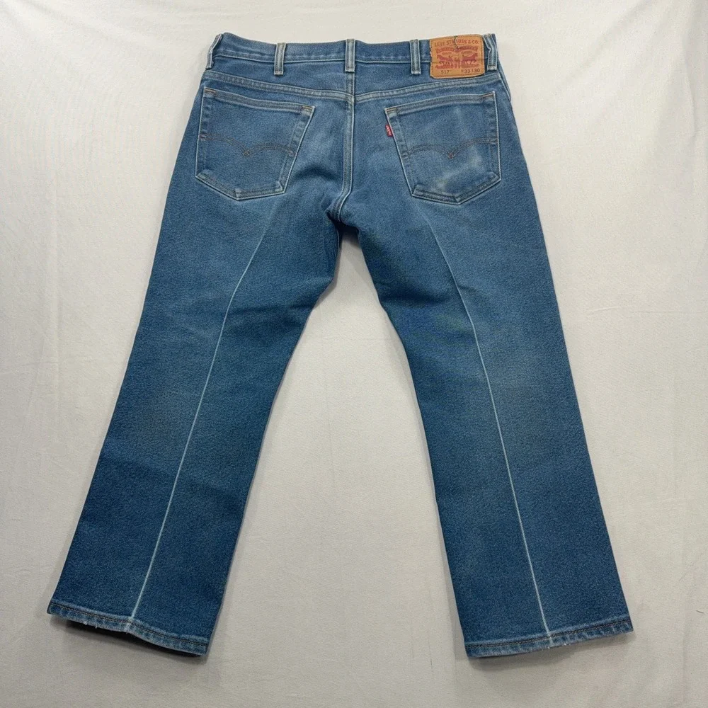 Levi's Jeans 517 Bootcut Permanent Crease Medium Wash Blue Mens 34x26