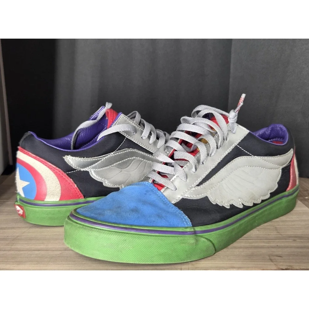 Vans Marvel Old Skool Avengers Shoes Sz 12 Skateboard Super Hero Capain America
