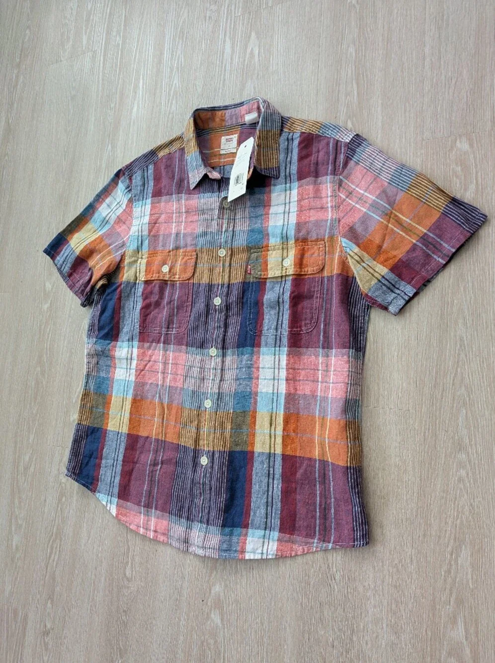 Levi's Shirt Men's Medium Linen Blend Short Sleeve Button Down NWT